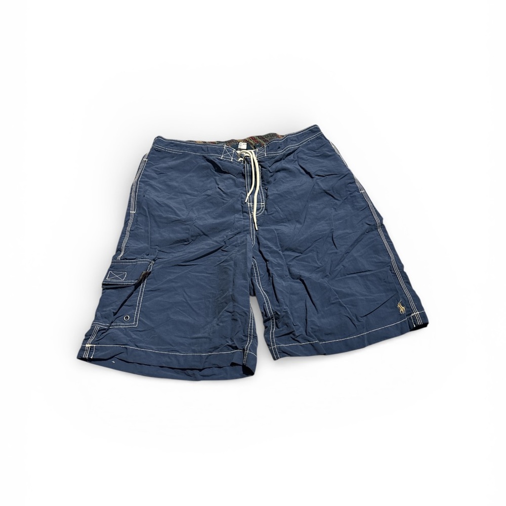 Ralph Lauren Polo Men Blue Drawstring Cargo Swim Trunks Size Xl
